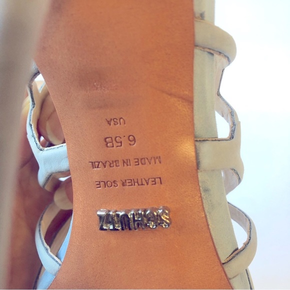 SCHUTZ JULIANA DRESS SANDAL JEANS BLUE CAGED STILETTO PUMP SIZE 6.5B LIGHT BLUE - Picture 12 of 12